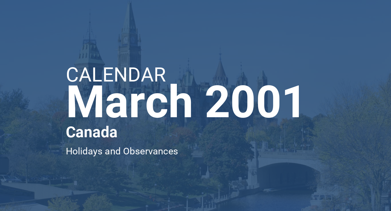March 2001 Calendar Canada